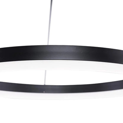 Lustre LED suspendu avec télécommande ANINA 34W, 1 Cercle, Lumière Froide/Chaude/Neutre, Dimmable, Noir, Hauteur Réglable