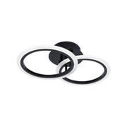 Lustre LED avec télécommande BETTY 28W, 2 Cercles, Lumière Froide/Chaude/Neutre, Dimmable, Noir