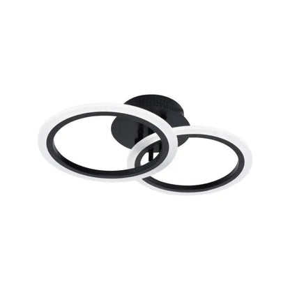 Lustre LED avec télécommande BETTY 28W, 2 Cercles, Lumière Froide/Chaude/Neutre, Dimmable, Noir