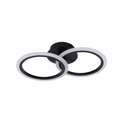 Lustre LED avec télécommande BETTY 28W, 2 Cercles, Lumière Froide/Chaude/Neutre, Dimmable, Noir