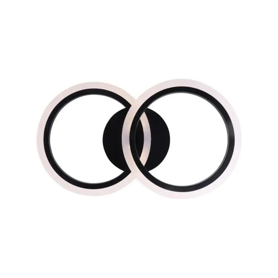 Lustre LED avec télécommande BETTY 28W, 2 Cercles, Lumière Froide/Chaude/Neutre, Dimmable, Noir