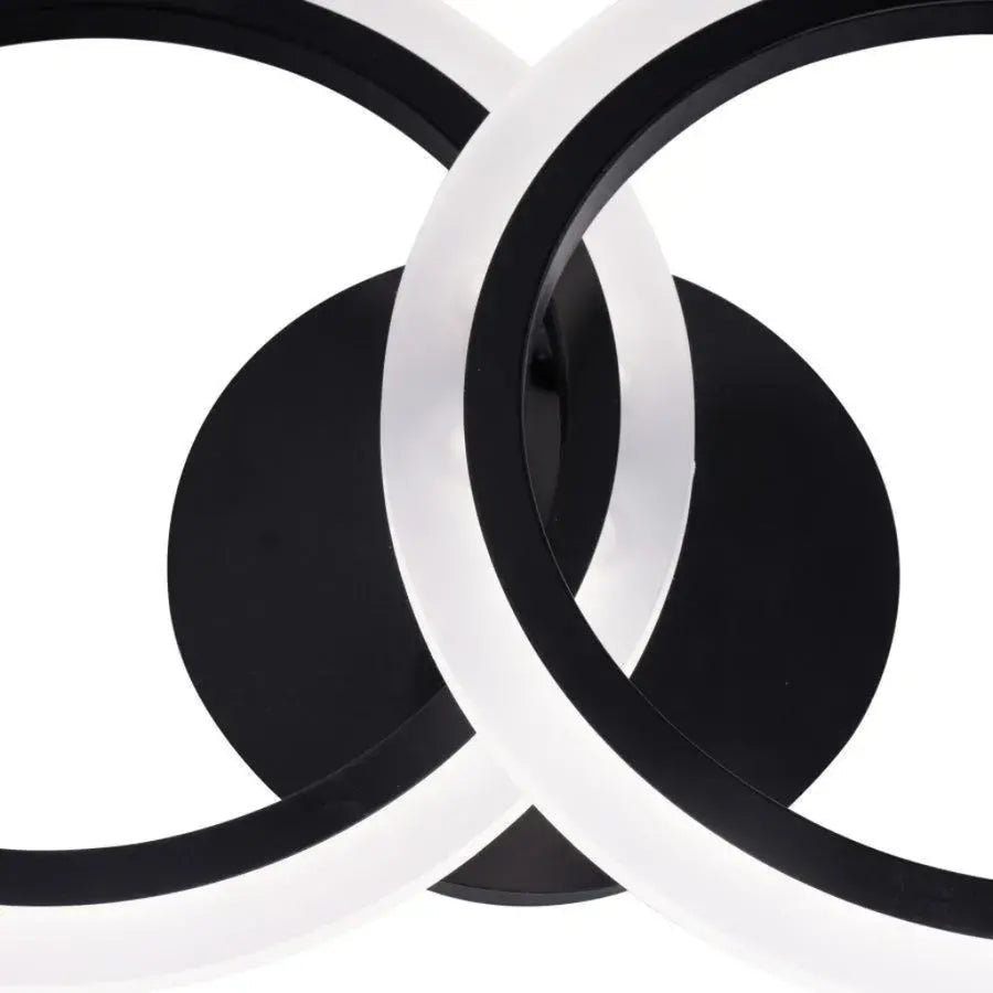 Lustre LED avec télécommande BETTY 28W, 2 Cercles, Lumière Froide/Chaude/Neutre, Dimmable, Noir