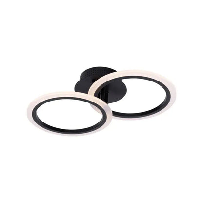 Lustre LED avec télécommande BETTY 28W, 2 Cercles, Lumière Froide/Chaude/Neutre, Dimmable, Noir