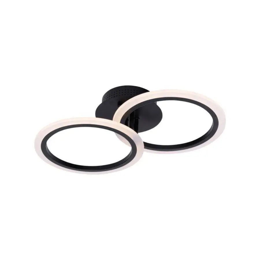 Lustre LED avec télécommande BETTY 28W, 2 Cercles, Lumière Froide/Chaude/Neutre, Dimmable, Noir