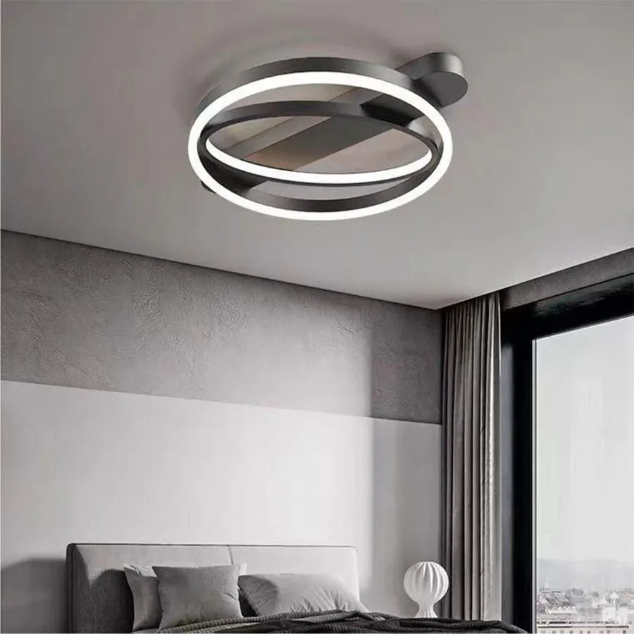 Lustre LED avec télécommande CERELIS 90W, Lumière Froide/Chaude/Neutre, Dimmable, Noir