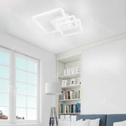 Lustre LED avec télécommande FARYDA 120W, 3 Carrés, Lumière Froide/Chaude/Neutre, Dimmable, Blanc