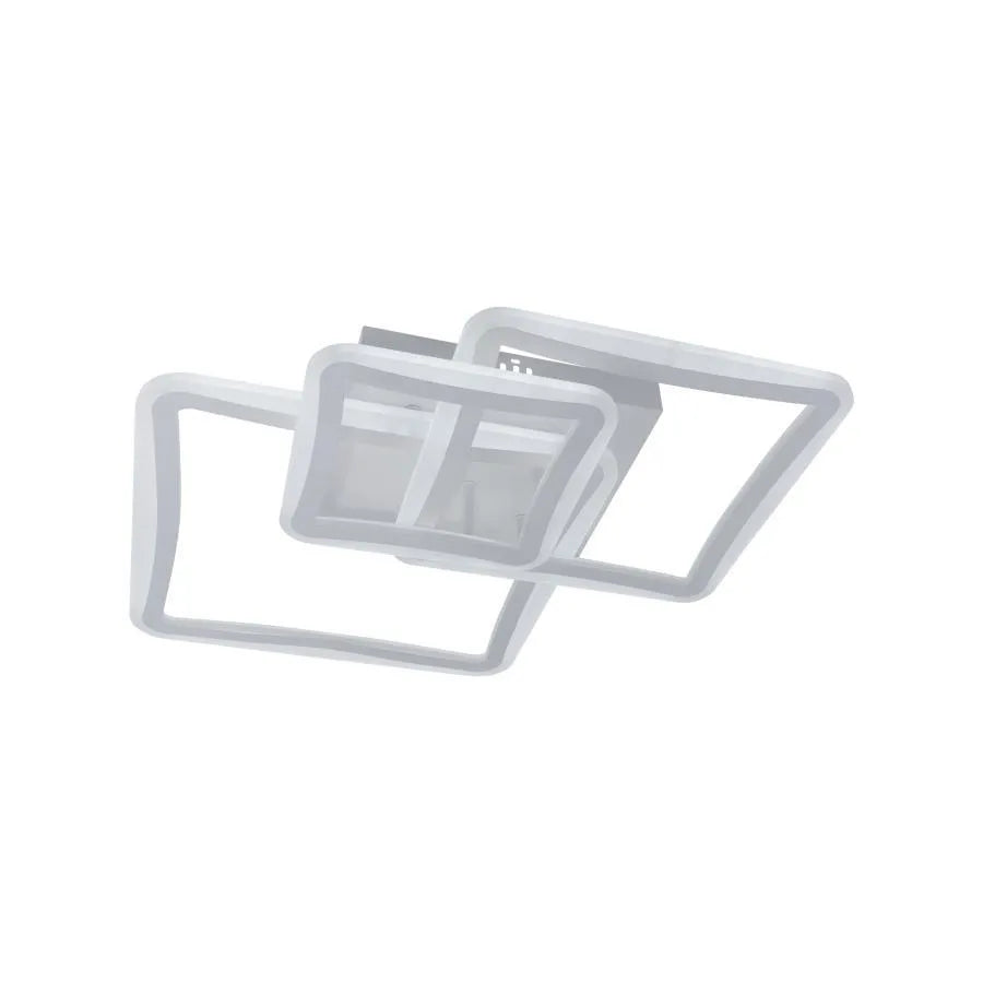 Lustre LED avec télécommande FARYDA 120W, 3 Carrés, Lumière Froide/Chaude/Neutre, Dimmable, Blanc