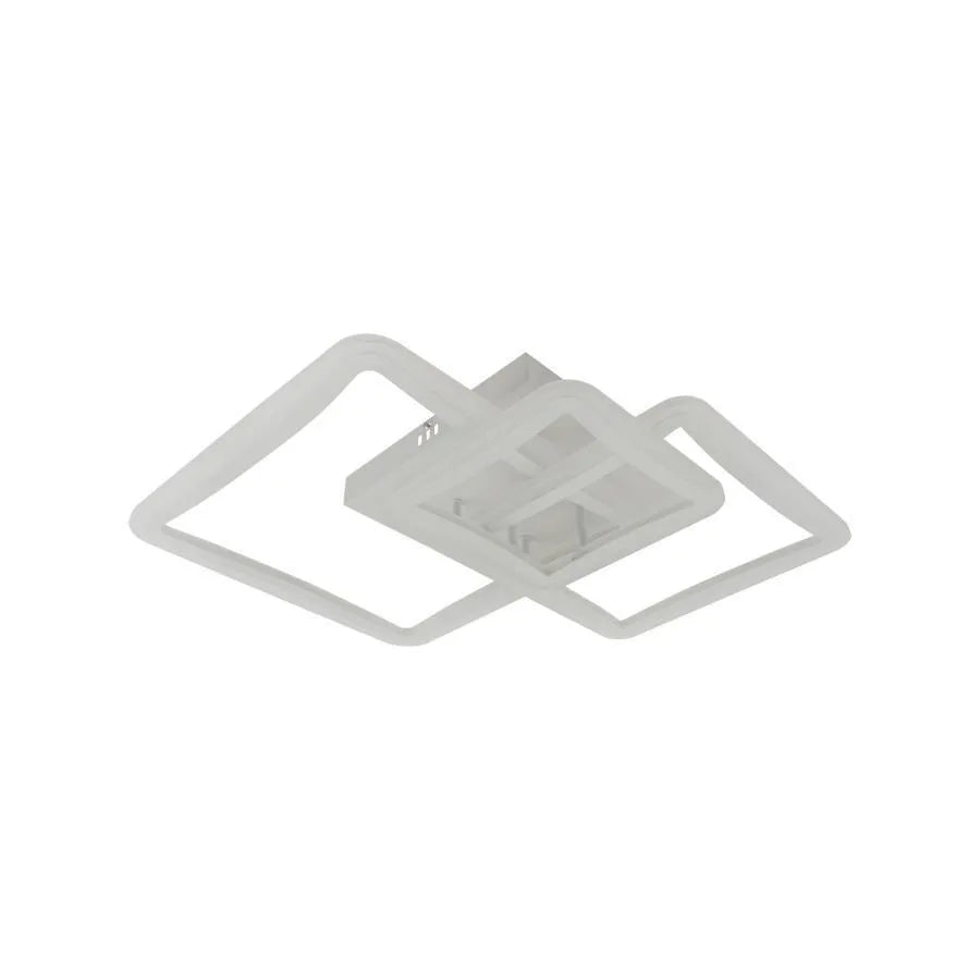 Lustre LED avec télécommande FARYDA 120W, 3 Carrés, Lumière Froide/Chaude/Neutre, Dimmable, Blanc