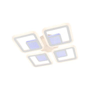 Lustre LED avec télécommande CHAI 3D 104W, 4 Carrés, Lumière Froide/Chaude/Neutre, Dimmable, Blanc