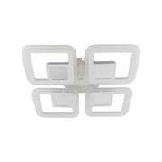 Lustre LED avec télécommande CHAI 3D 104W, 4 Carrés, Lumière Froide/Chaude/Neutre, Dimmable, Blanc