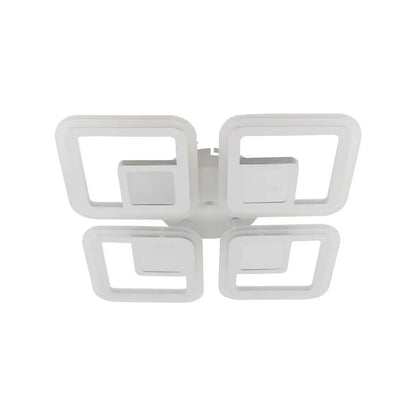 Lustre LED avec télécommande CHAI 3D 104W, 4 Carrés, Lumière Froide/Chaude/Neutre, Dimmable, Blanc
