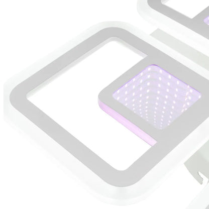 Lustre LED avec télécommande CHAI 3D 104W, 4 Carrés, Lumière Froide/Chaude/Neutre, Dimmable, Blanc