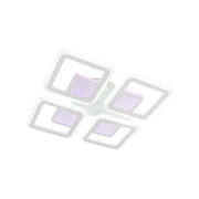 Lustre LED avec télécommande CHAI 3D 104W, 4 Carrés, Lumière Froide/Chaude/Neutre, Dimmable, Blanc