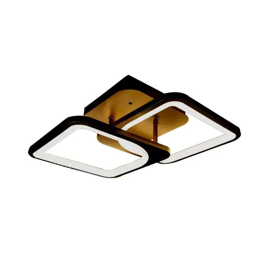 Lustre LED avec télécommande ZOE 27W, 2 Carrés, Lumière Froid/Chaud/Neutre, Dimmable, Noir