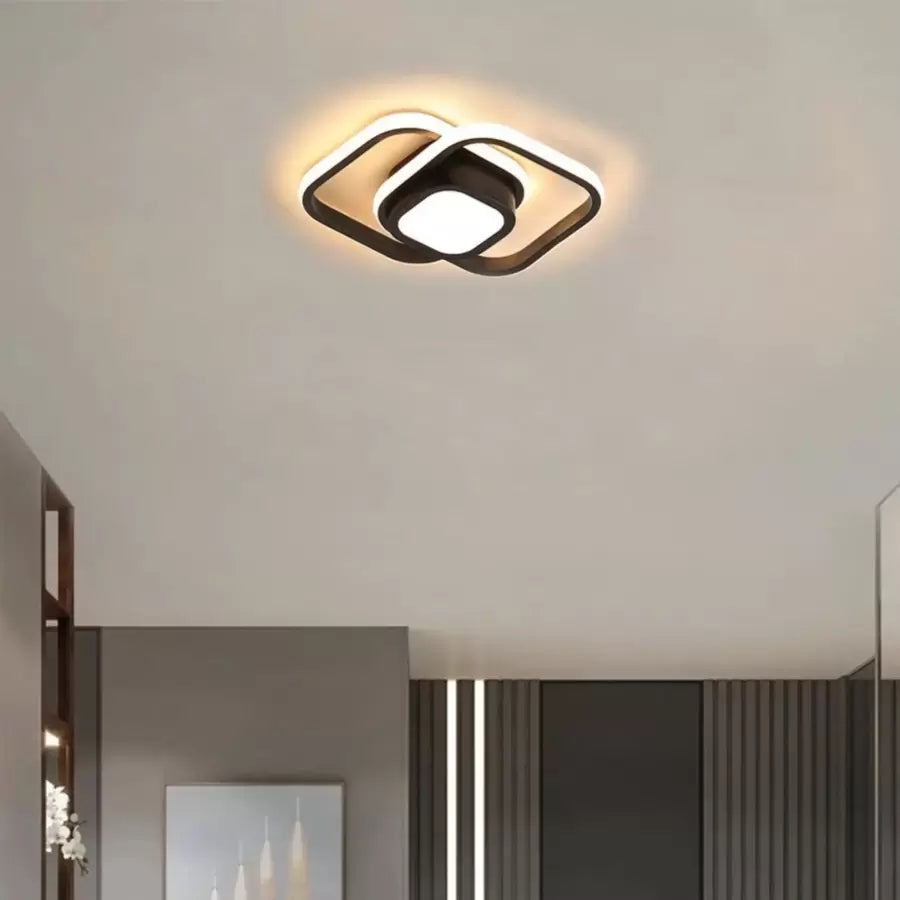 Lustre LED DUOFORM, 21W, 3 carrés, Lumière froide/chaude/neutre, Noir