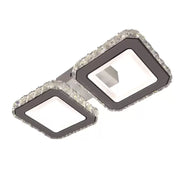 Lustre LED avec télécommande et cristal QUADRIS 41W, 2 Carrés, Lumière Froide/Chaude/Neutre, Dimmable, Blanc