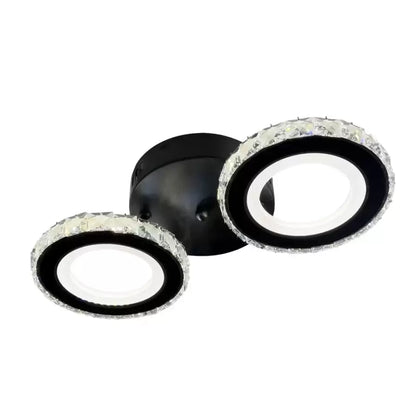 Lustre LED avec télécommande et cristal NOVA ROTONDA 29W, 2 Cercles, Lumière Froide/Chaude/Neutre, Dimmable, Noir