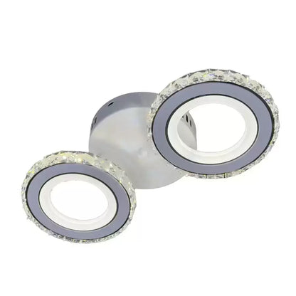 Lustre LED avec télécommande et cristal NOVA ROTONDA 34W, 2 Cercles, Lumière Froide/Chaude/Neutre, Blanc