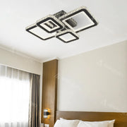 Lustre LED avec télécommande et cristal BLAKELY RGB 154W, 4 Carrés, Lumière Froid/Chaud/Neutre, Dimmable, Noir