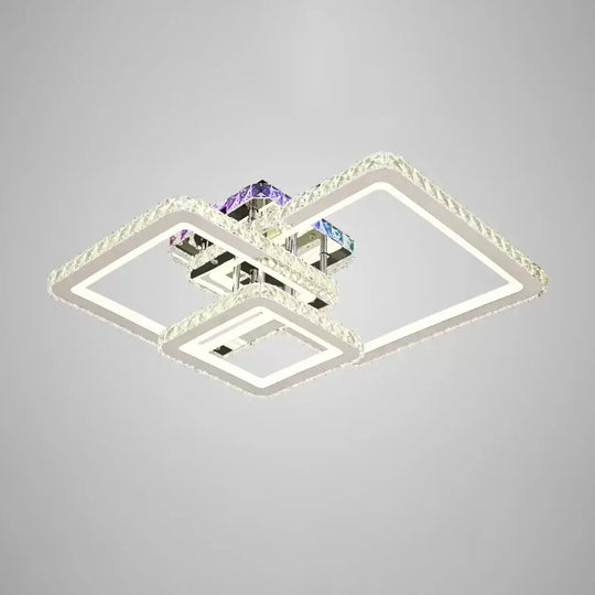 Lustre LED avec télécommande et cristal JUSTIN RGB 106W, 3 carrés, lumière froide/chaude/neutre, variable, lustres LED en cristal chromé brillant Default Title Alessandro Design