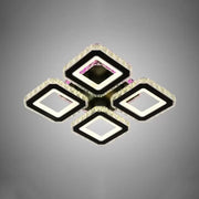 Lustre LED avec télécommande et cristal BLAKELY RGB 74W, 4 Carrés, Lumière Froid/Chaud/Neutre, Dimmable, Noir