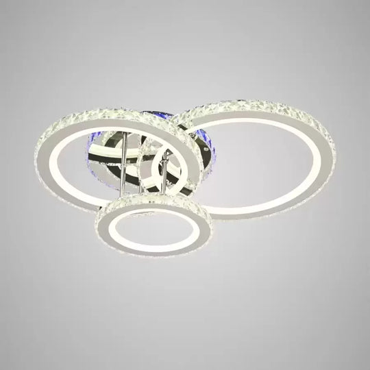 Lustre LED avec télécommande et cristal NOVA ROTONDA RGB 73W, 3 Cercles, Lumière Froide/Chaude/Neutre, Dimmable, Chrome Brillant Lustres LED et Cristaux Titre par défaut Alessandro Design