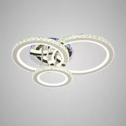 Lustre LED avec télécommande et cristal NOVA ROTONDA RGB 73W, 3 Cercles, Lumière Froide/Chaude/Neutre, Dimmable, Chrome Brillant