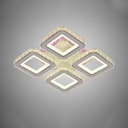 Lustre LED avec télécommande et cristal BLAKELY RGB 74W, 4 Carrés, Lumière Froide/Chaude/Neutre, Dimmable, Blanc