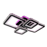 Lustre LED avec télécommande et cristal BLAKELY RGB 154W, 4 Carrés, Lumière Froid/Chaud/Neutre, Dimmable, Noir