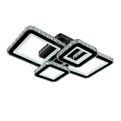 Lustre LED avec télécommande et cristal BLAKELY RGB 154W, 4 Carrés, Lumière Froid/Chaud/Neutre, Dimmable, Noir