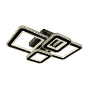 Lustre LED avec télécommande et cristal BLAKELY RGB 154W, 4 Carrés, Lumière Froid/Chaud/Neutre, Dimmable, Noir