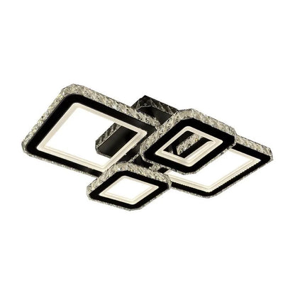 Lustre LED avec télécommande et cristal BLAKELY RGB 154W, 4 Carrés, Lumière Froid/Chaud/Neutre, Dimmable, Noir