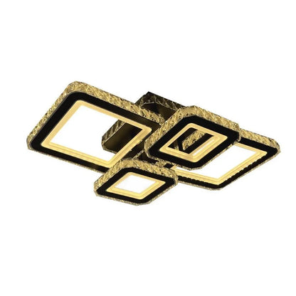 Lustre LED avec télécommande et cristal BLAKELY RGB 154W, 4 Carrés, Lumière Froid/Chaud/Neutre, Dimmable, Noir