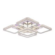 Lustre LED avec télécommande en cristal QUADRIA SUPREMO RGB, 143W, 5 Carrés, Lumière Froid/Chaud/Neutre, Dimmable, Chrome Brillant