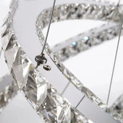 Lustre lumineux LED PRISM, cristal et métal, 210W, 4 cercles, intensité variable, lumière froide/chaude/neutre, éclairage luxueux