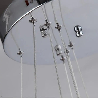 Lustre LED suspendu avec télécommande et cristal PRISM LUMINIS 78W, 3 Cercles, Lumière Froid/Chaud/Neutre, Dimmable, Argent, Hauteur Réglable