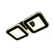 Lustre LED en cristal QUADRIS 41W, 2 Carrés, Lumière Froid/Chaud/Neutre, Noir