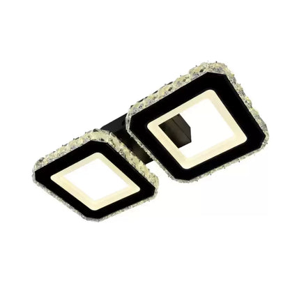 Lustre LED en cristal QUADRIS 41W, 2 Carrés, Lumière Froid/Chaud/Neutre, Noir