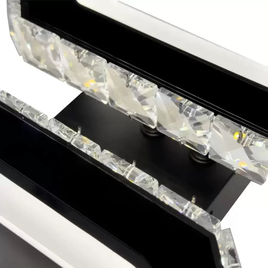 Lustre LED en cristal QUADRIS 41W, 2 Carrés, Lumière Froid/Chaud/Neutre, Noir