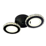 Lustre LED avec télécommande et cristal NOVA ROTONDA 29W, 2 Cercles, Lumière Froide/Chaude/Neutre, Dimmable, Noir