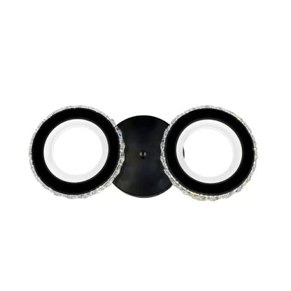 Lustre LED avec télécommande et cristal NOVA ROTONDA 29W, 2 Cercles, Lumière Froide/Chaude/Neutre, Dimmable, Noir