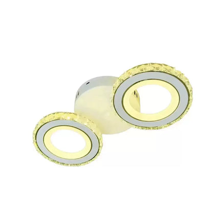 Lustre LED avec télécommande et cristal NOVA ROTONDA 34W, 2 Cercles, Lumière Froide/Chaude/Neutre, Blanc