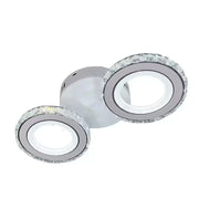 Lustre LED avec télécommande et cristal NOVA ROTONDA 34W, 2 Cercles, Lumière Froide/Chaude/Neutre, Blanc