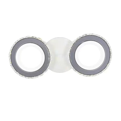 Lustre LED avec télécommande et cristal NOVA ROTONDA 34W, 2 Cercles, Lumière Froide/Chaude/Neutre, Blanc