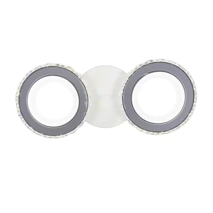 Lustre LED avec télécommande et cristal NOVA ROTONDA 34W, 2 Cercles, Lumière Froide/Chaude/Neutre, Blanc