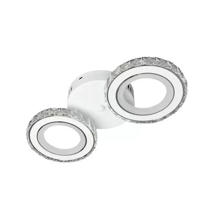 Lustre LED avec télécommande et cristal NOVA ROTONDA 34W, 2 Cercles, Lumière Froide/Chaude/Neutre, Blanc