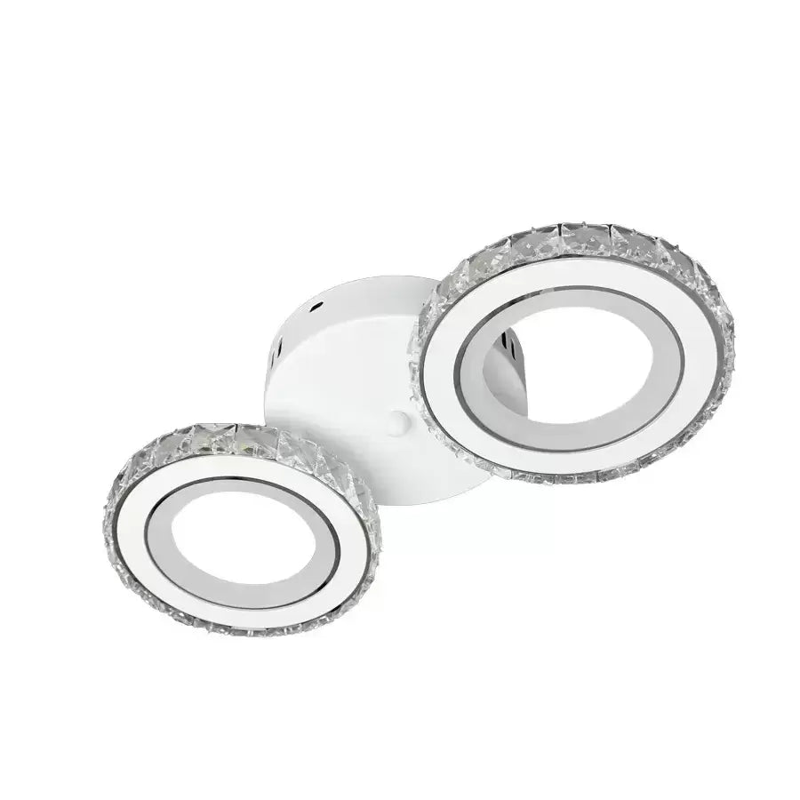Lustre LED avec télécommande et cristal NOVA ROTONDA 34W, 2 Cercles, Lumière Froide/Chaude/Neutre, Blanc
