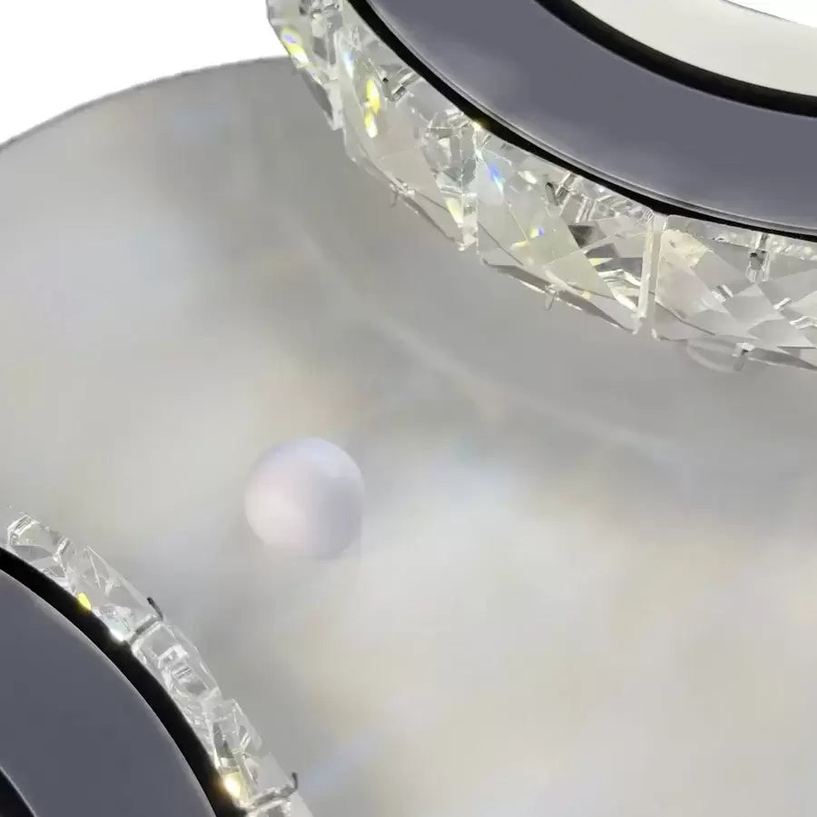Lustre LED avec télécommande et cristal NOVA ROTONDA 34W, 2 Cercles, Lumière Froide/Chaude/Neutre, Blanc