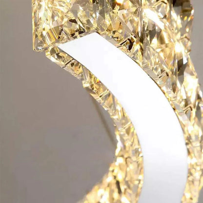 Lustre LED suspendu avec télécommande et cristal SAMIRA 86W, Linéaire, Lumière Froid/Chaud/Neutre, Dimmable, Chrome Brillant