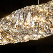 Lustre LED suspendu avec télécommande et cristal SEHRAZAT 38W, Linéaire, Lumière Froid/Chaud/Neutre, Dimmable, Chrome Brillant, Hauteur réglable